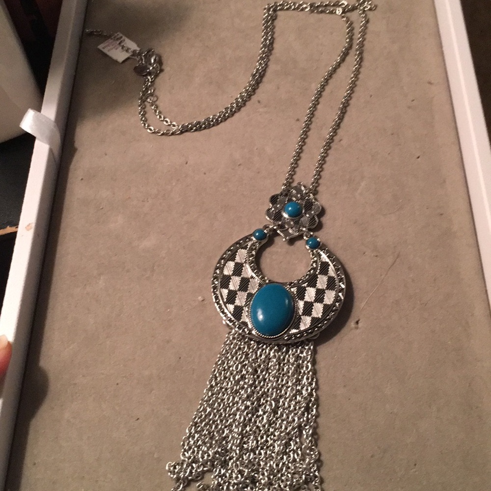 Lia Sophia turquoise and silver necklace